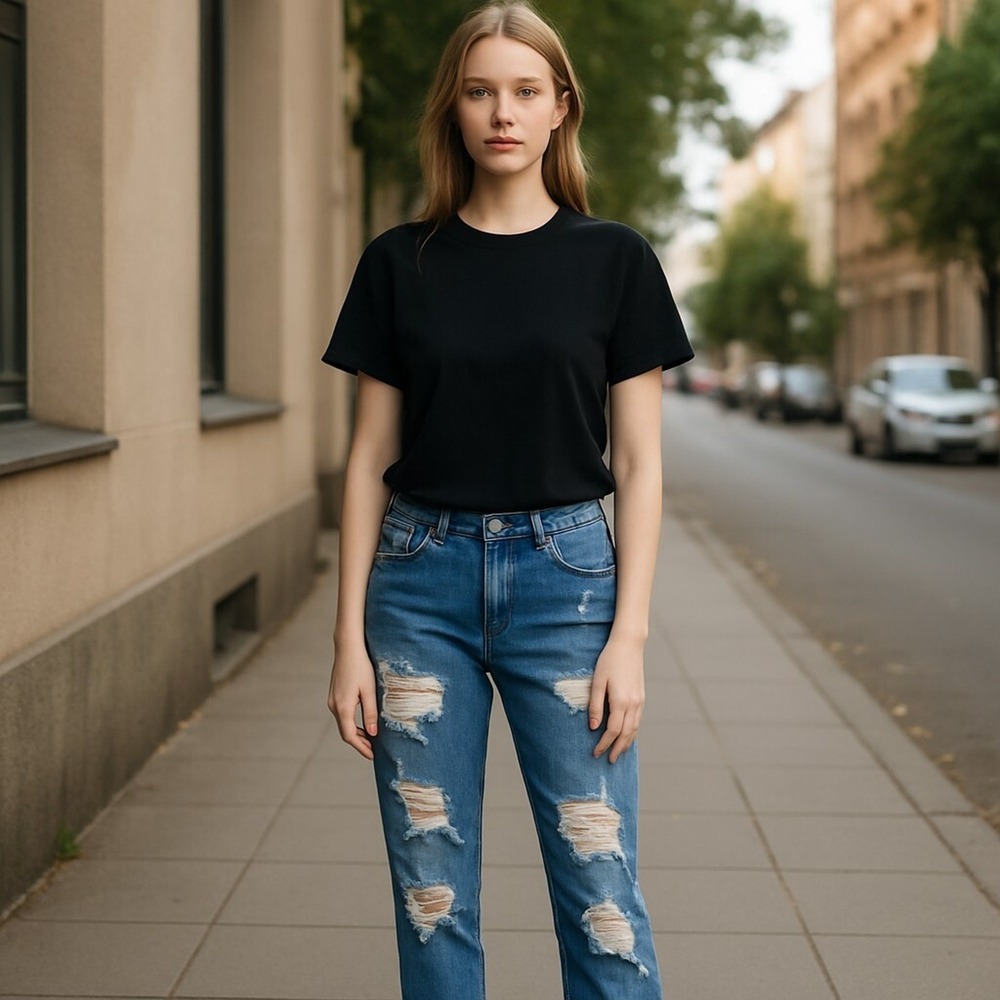 Wax Jean "Butt, I Love You" High-Rise Distressed Jeans Slim-Fit Denim Jeans Sz L